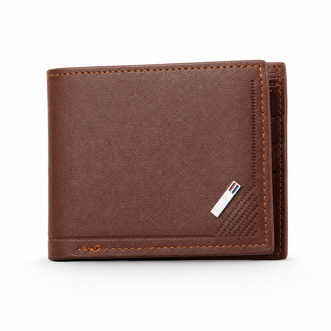 Regent Textured Bifold Wallet in brown on white background