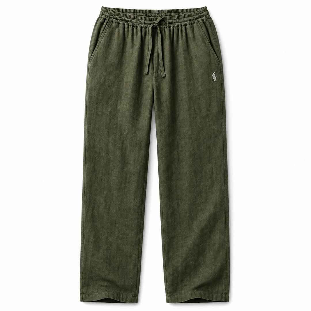 Forte Relaxed Linen Trousers — Army Green