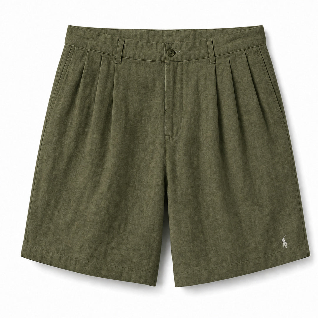Amalfi Cotton-Linen Shorts — Army Green