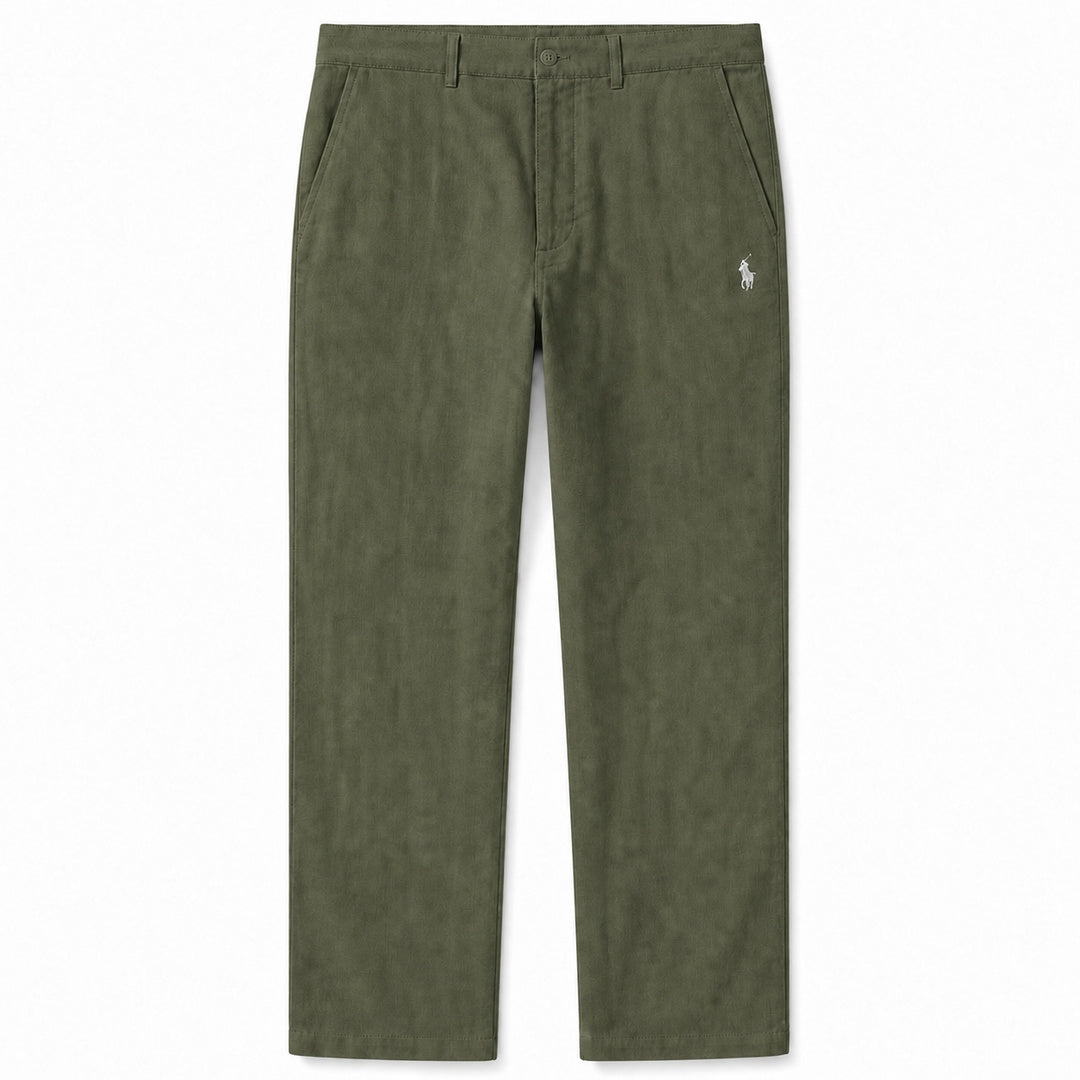 Verona Straight-Leg Linen Trousers — Army Green