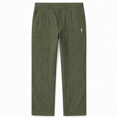 Verona Straight-Leg Linen Trousers — Army Green