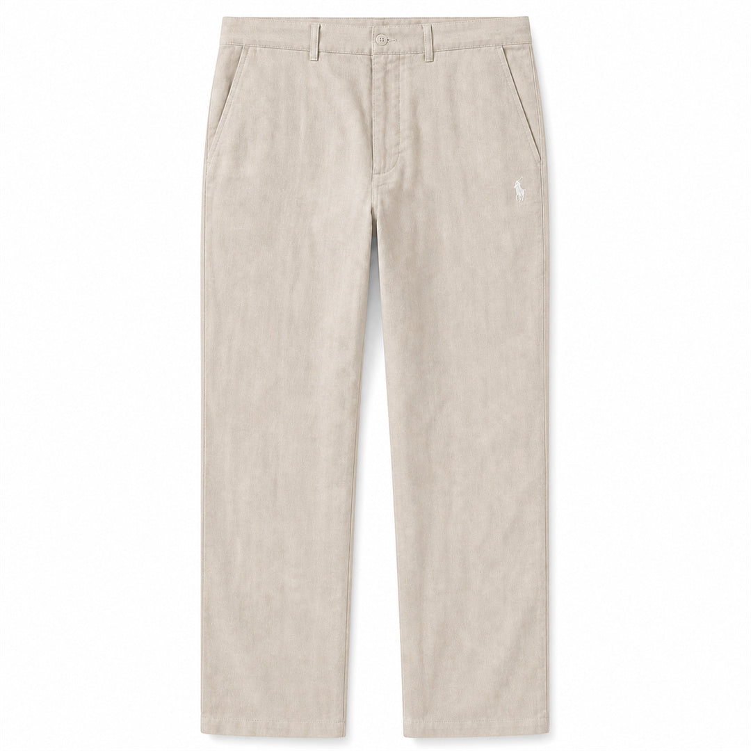 Verona Straight-Leg Linen Trousers — Beige