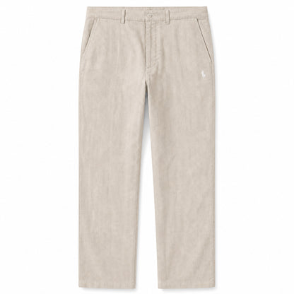 Verona Straight-Leg Linen Trousers — Beige
