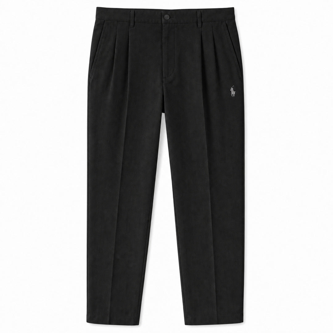 Savile Pleated Tailored Trousers — Black
