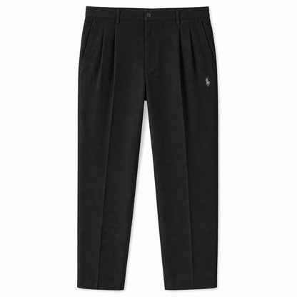 Savile Pleated Tailored Trousers — Black