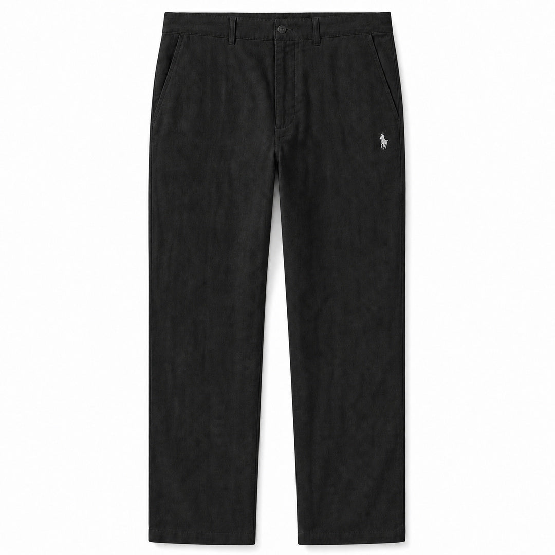 Verona Straight-Leg Linen Trousers — Black