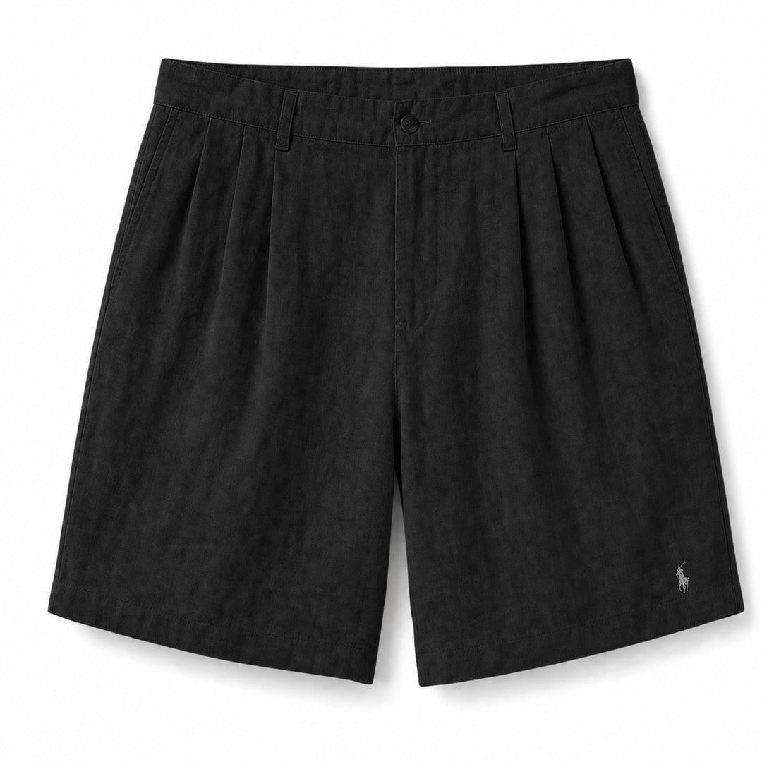 Amalfi Cotton-Linen Shorts — Black