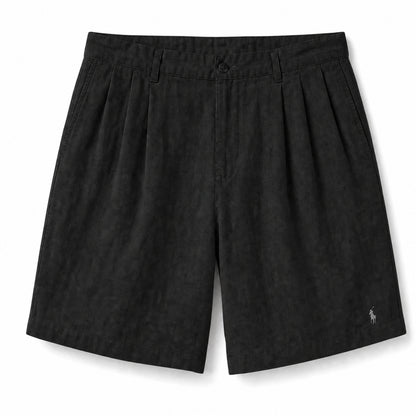 Amalfi Cotton-Linen Shorts — Black