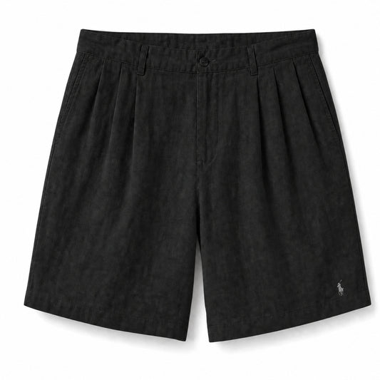 Amalfi Cotton-Linen Shorts — Black