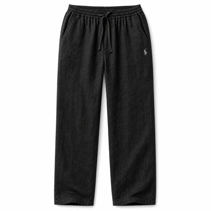 Forte Relaxed Linen Trousers — Black