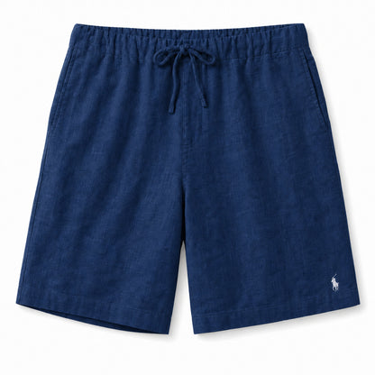Bellagio Drawstring Linen Shorts — Blue