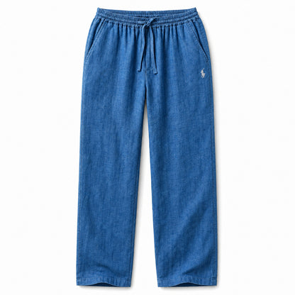 Forte Relaxed Linen Trousers — Blue