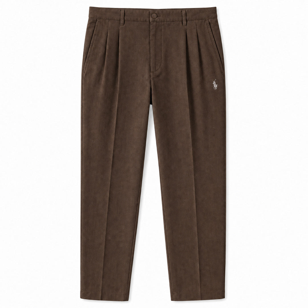 Savile Pleated Tailored Trousers — Brown