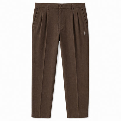 Savile Pleated Tailored Trousers — Brown