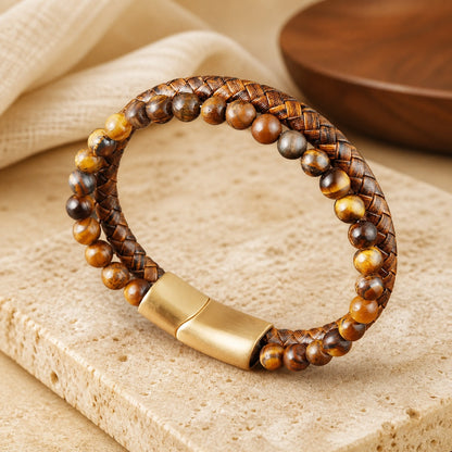 Capri Braided Leather Bracelet editorial product image