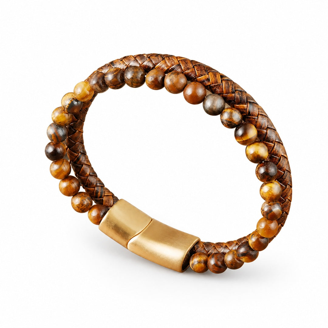 Capri Braided Leather Bracelet on a white background