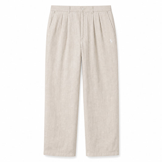 Napoli Pleated Linen Trousers — Champagne