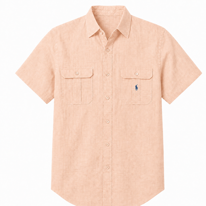 Como Short-Sleeve Utility Shirt in Apricot on a white background