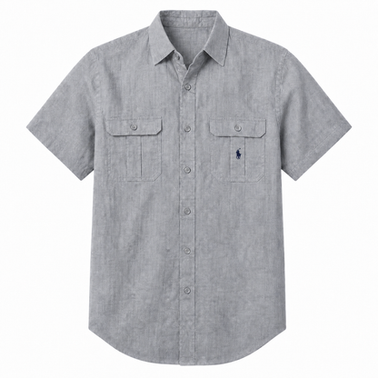 Como Short-Sleeve Utility Shirt in Grey on a white background
