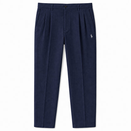 Savile Pleated Tailored Trousers — Dark Blue