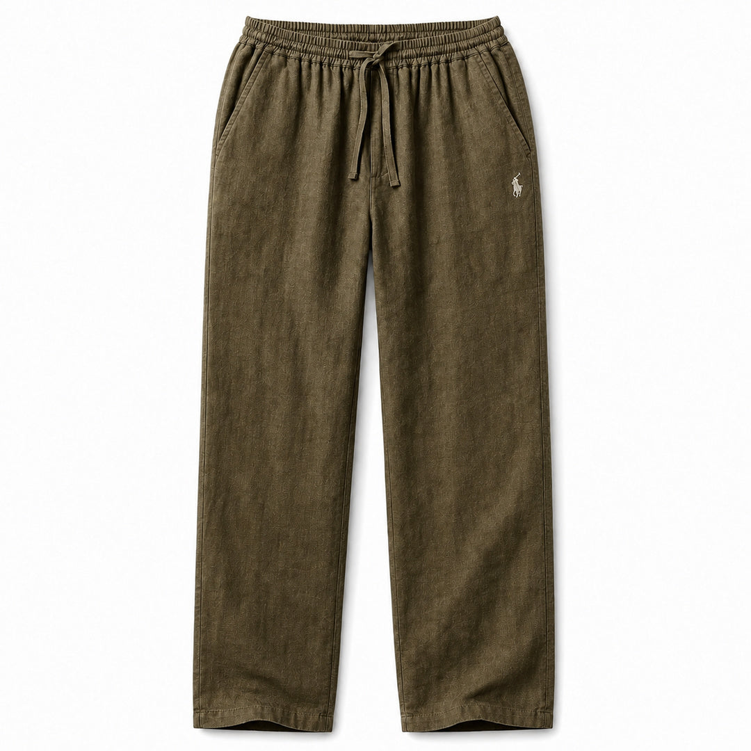 Forte Relaxed Linen Trousers — Dark Khaki