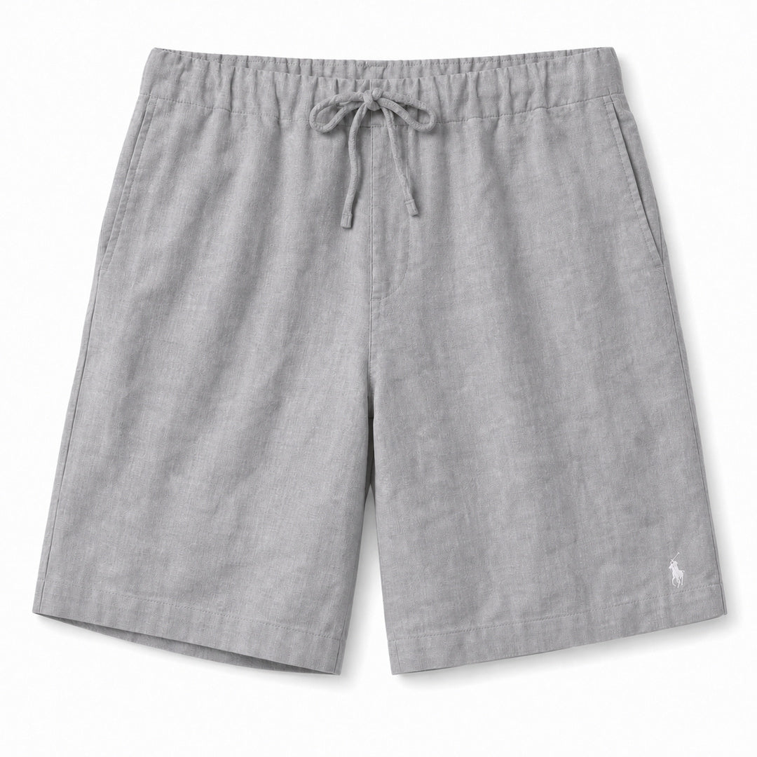 Bellagio Drawstring Linen Shorts — Gray