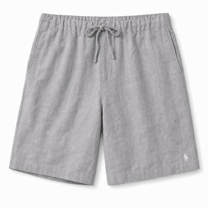 Bellagio Drawstring Linen Shorts — Gray