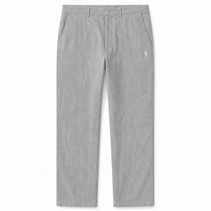 Verona Straight-Leg Linen Trousers — Gray
