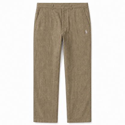 Verona Straight-Leg Linen Trousers — Khaki