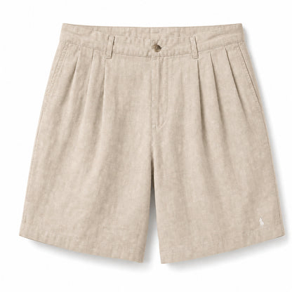 Amalfi Cotton-Linen Shorts — Khaki