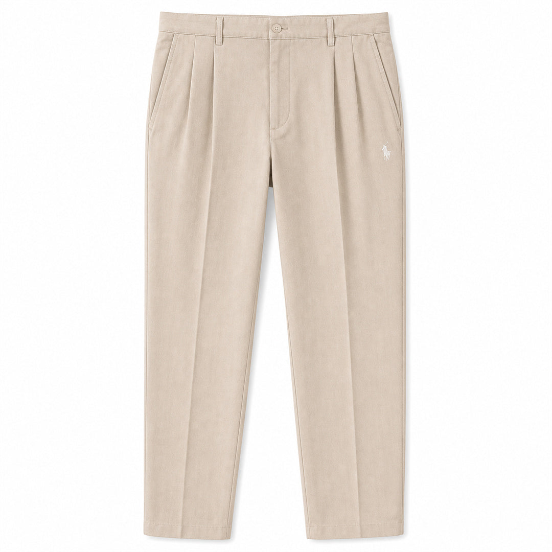 Savile Pleated Tailored Trousers — Khaki