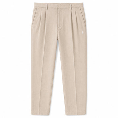 Savile Pleated Tailored Trousers — Khaki