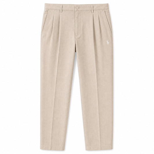 Savile Pleated Tailored Trousers — Khaki