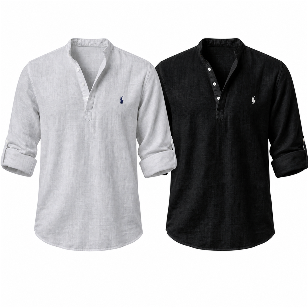 Riviera Heritage Henley Shirt - Gray and Black two-shirt set