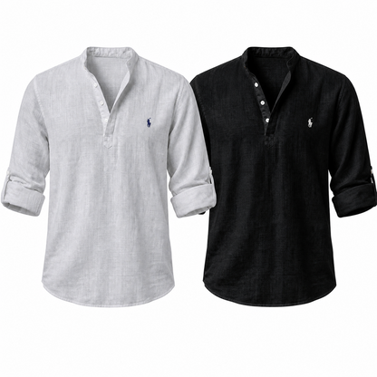 Riviera Heritage Henley Shirt - Gray and Black two-shirt set