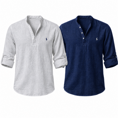 Riviera Heritage Henley Shirt - Gray and Navy two-shirt set