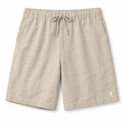 Bellagio Drawstring Linen Shorts — Light Khaki