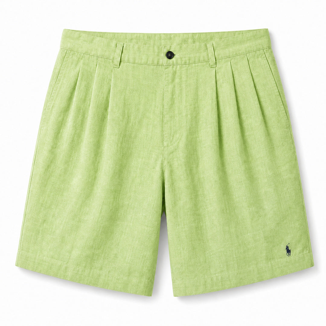 Sorrento Pleated Resort Shorts — Lime Green