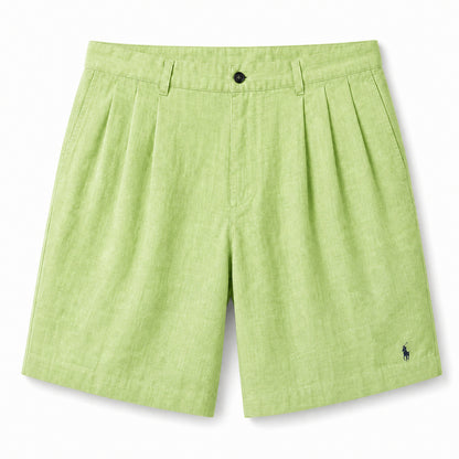 Sorrento Pleated Resort Shorts — Lime Green
