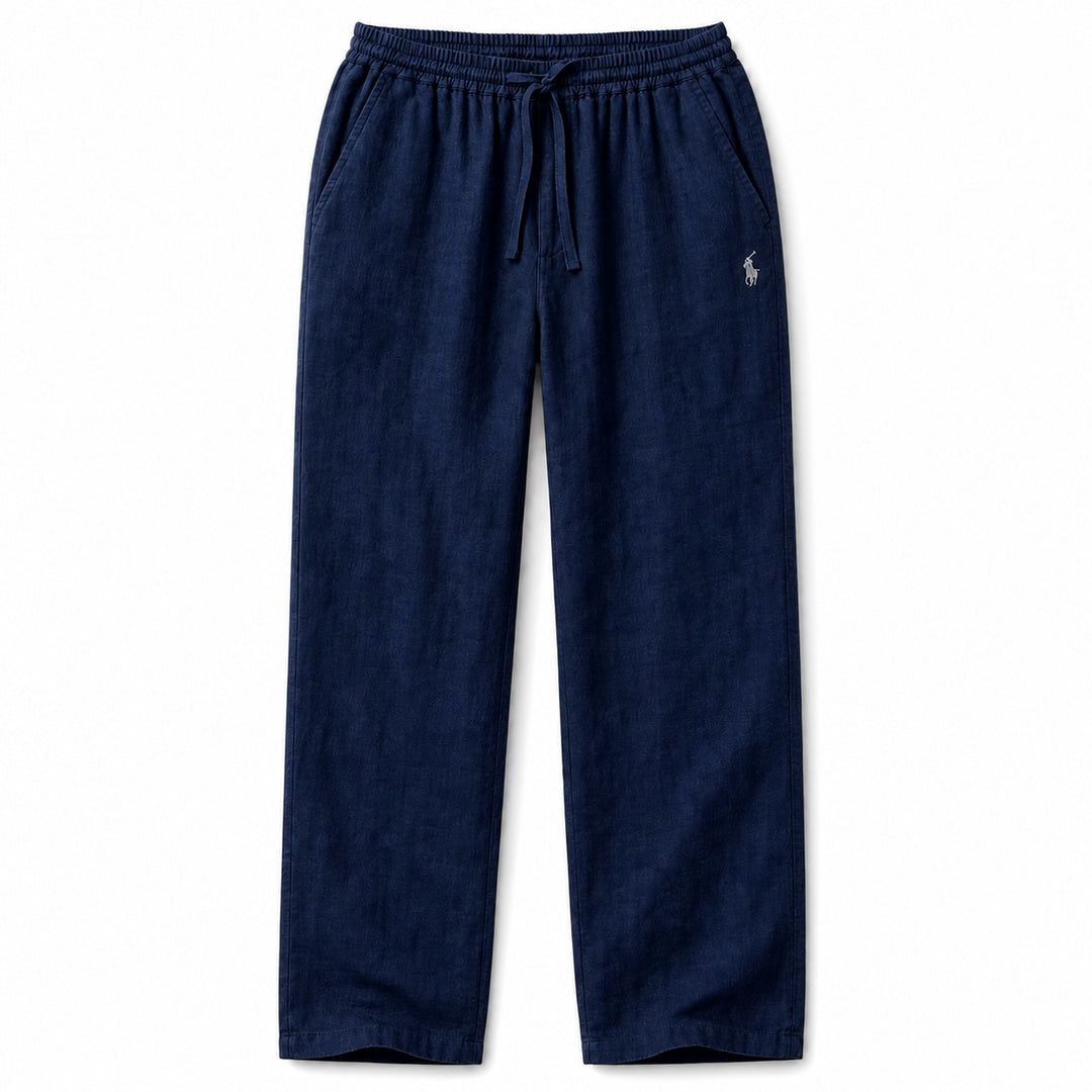 Forte Relaxed Linen Trousers — Navy Blue