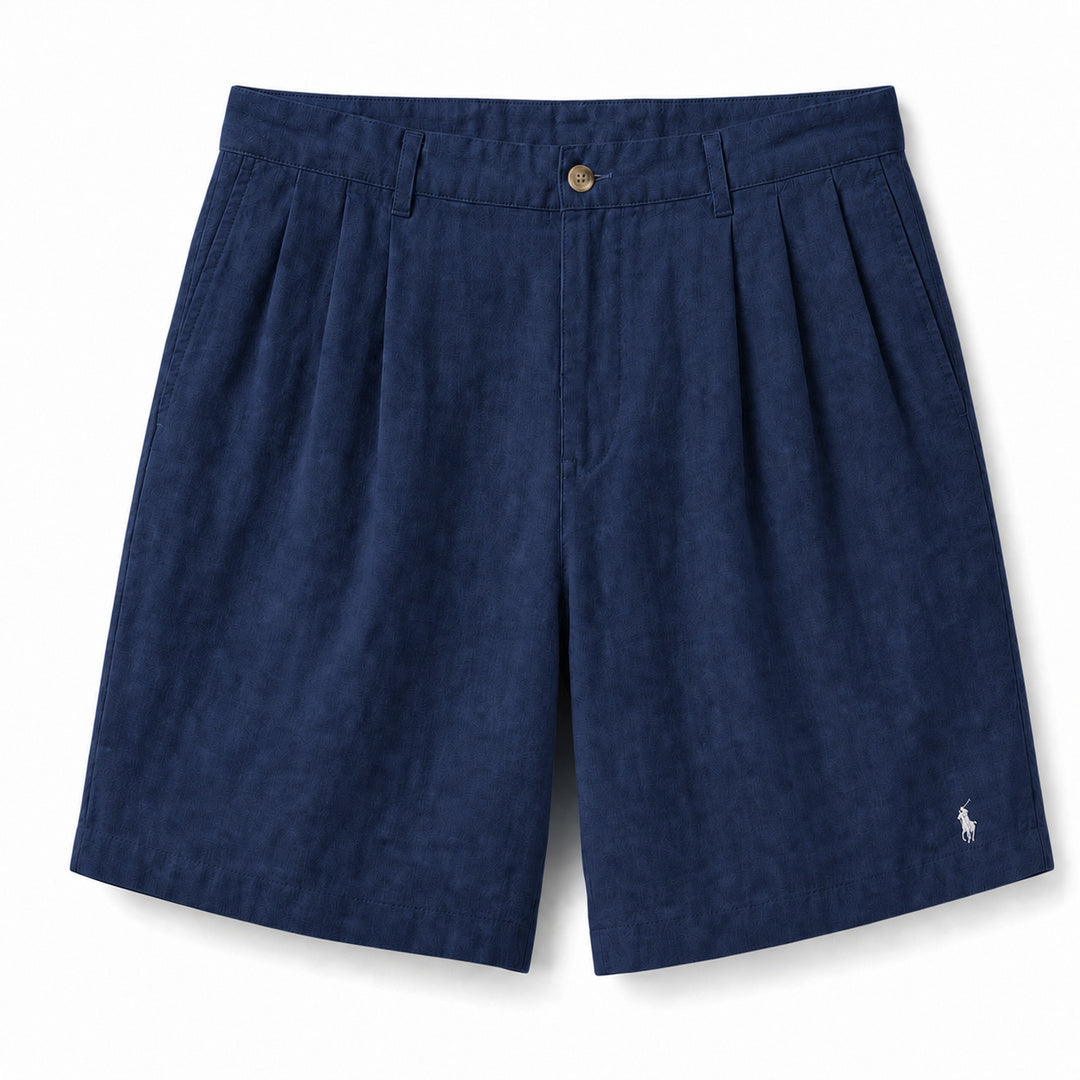 Amalfi Cotton-Linen Shorts — Navy Blue