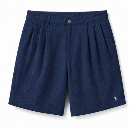 Amalfi Cotton-Linen Shorts — Navy Blue
