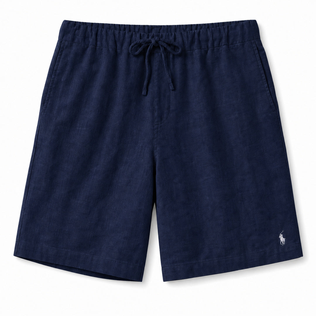 Bellagio Drawstring Linen Shorts — Navy