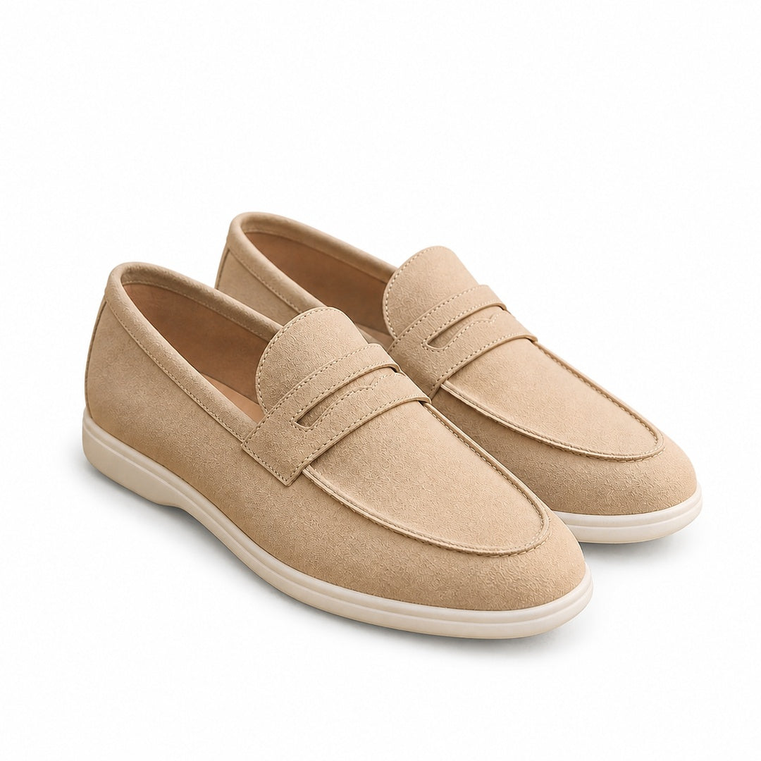 Portofino Suede Penny Loafers on a white background