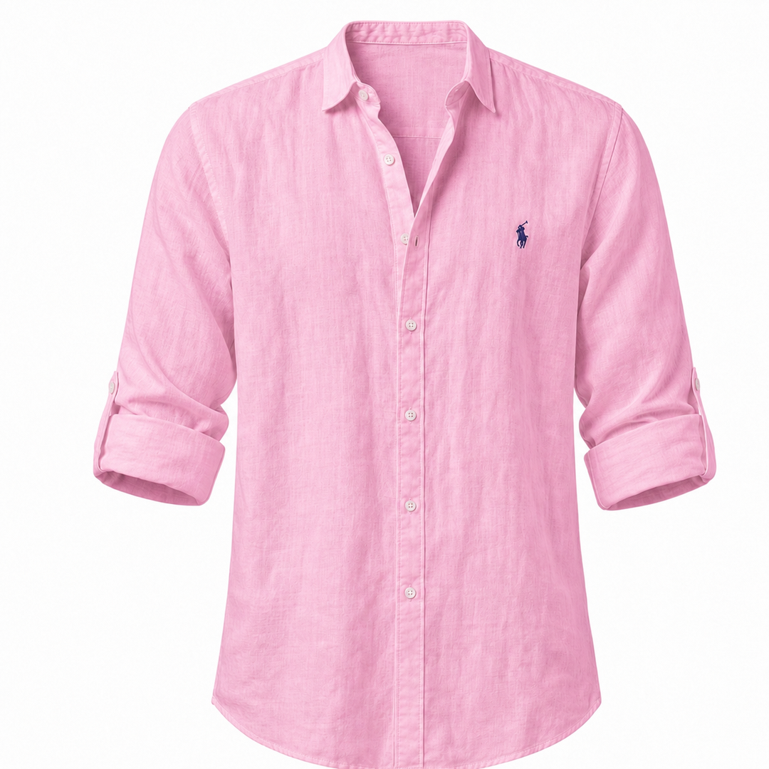 Positano Linen Resort Shirt in Pink on a white background