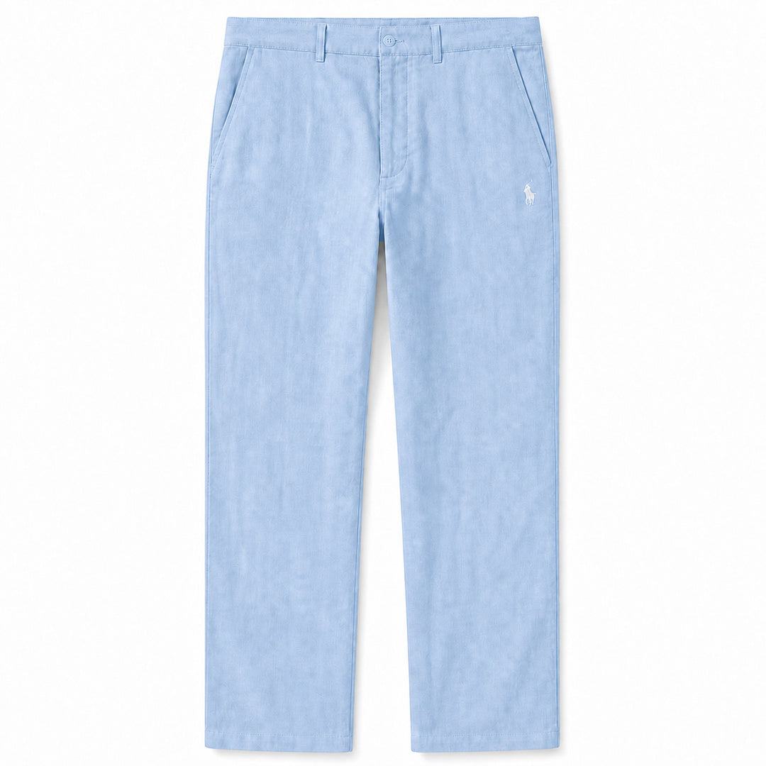 Verona Straight-Leg Linen Trousers — Sky Blue