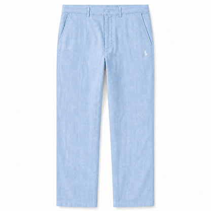 Verona Straight-Leg Linen Trousers — Sky Blue