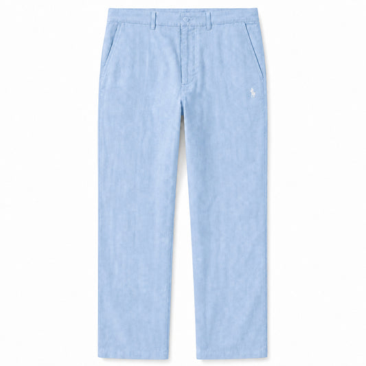 Verona Straight-Leg Linen Trousers — Sky Blue