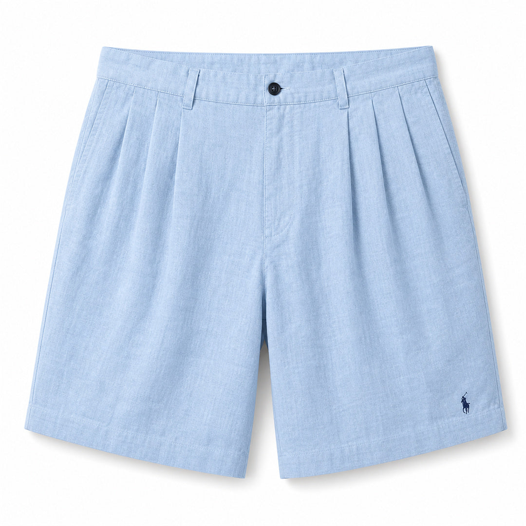 Sorrento Pleated Resort Shorts — Sky Blue