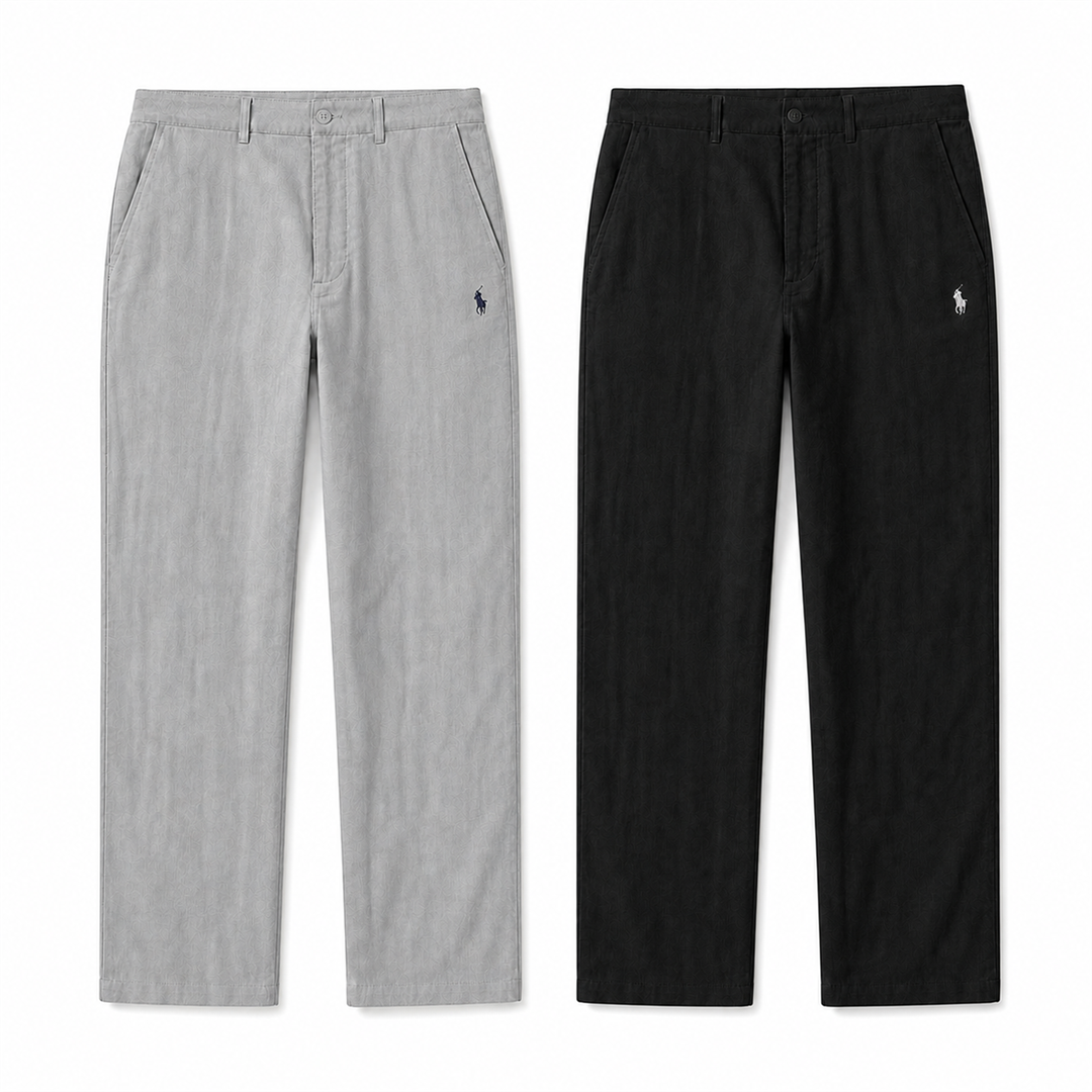 [2-Pack] Verona Straight-Leg Linen Trousers - Grey / Black